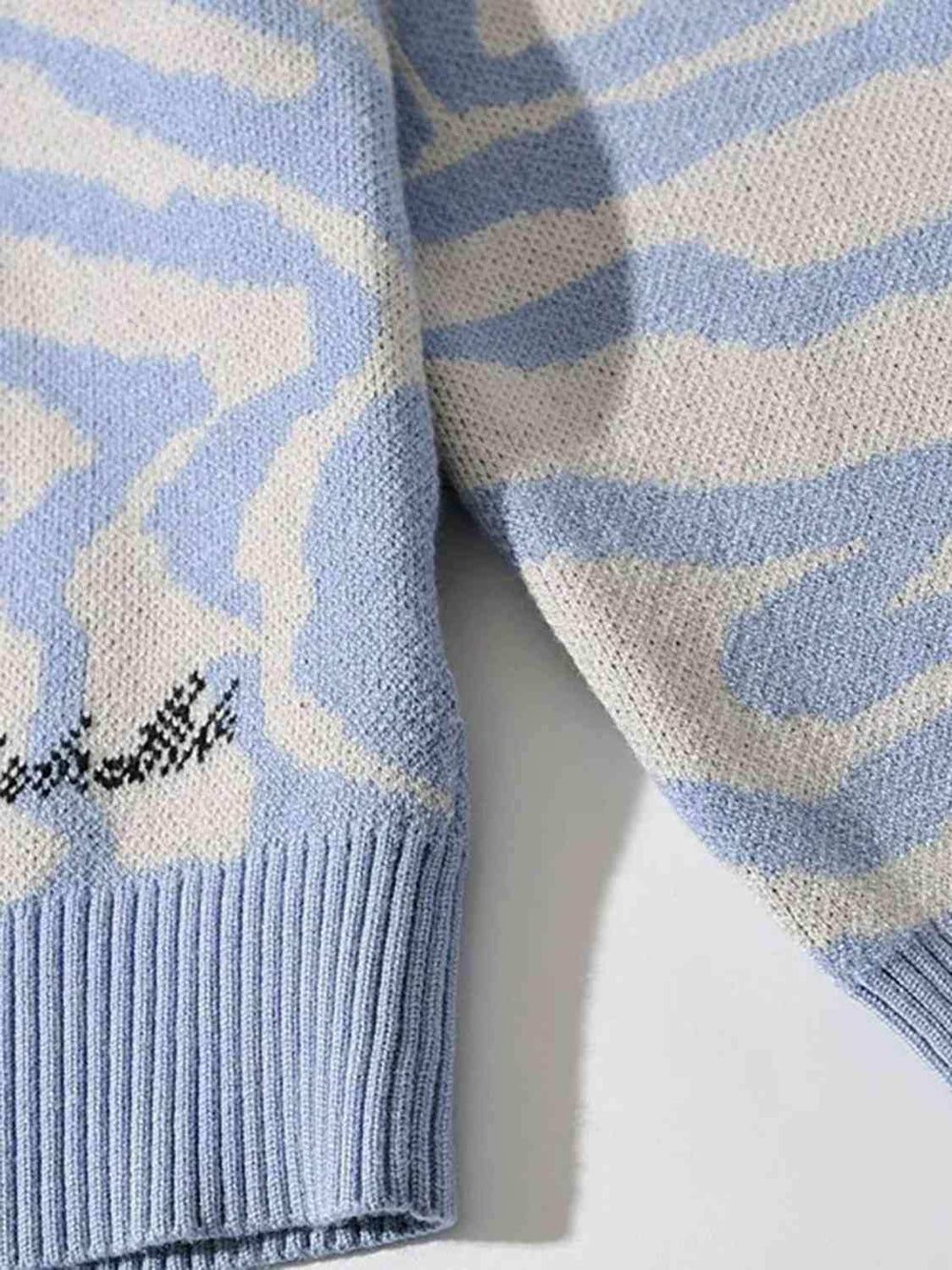 Printed V-Neck Long Sleeve Sweater - Trendsi - Flyclothing LLC