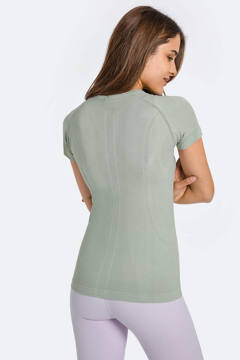Round Neck Short Sleeve Active T-Shirt - Trendsi - Flyclothing LLC