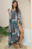Printed V-Neck Split Maxi Dress - Trendsi - Flyclothing LLC