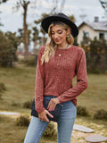 Ribbed Round Neck Long Sleeve Tee - Trendsi