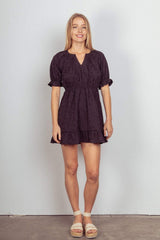 VERY J Floral Textured Woven Ruffled Mini Dress - Trendsi - Flyclothing LLC