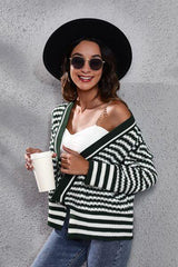 Striped V-Neck Knit Top - Flyclothing LLC