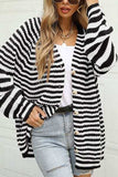 Striped Button Up Long Sleeve Cardigan - Trendsi - Flyclothing LLC