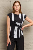 Printed Round Neck Short Sleeve Blouse - Trendsi