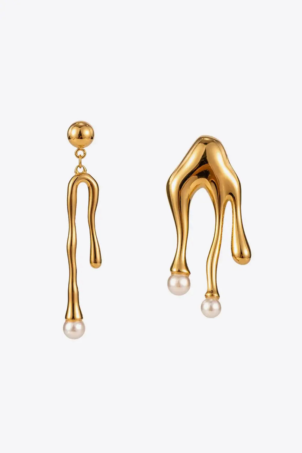 Synthetic Pearl 18K Gold-Plated Dangle Earrings - Trendsi - Flyclothing LLC