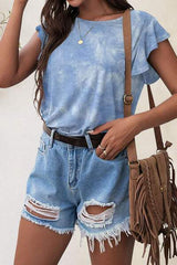 Printed Round Neck Short Sleeve T-Shirt - Trendsi - Flyclothing LLC