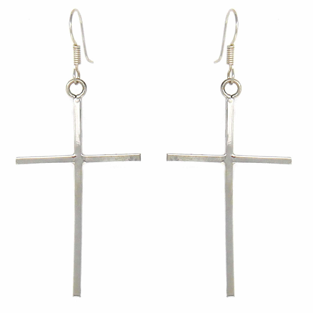 Sterling Silver Cross Drop Earrings - Artisana