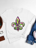 Mardi Gras Graphic Round Neck Short Sleeve T-Shirt - Flyclothing LLC