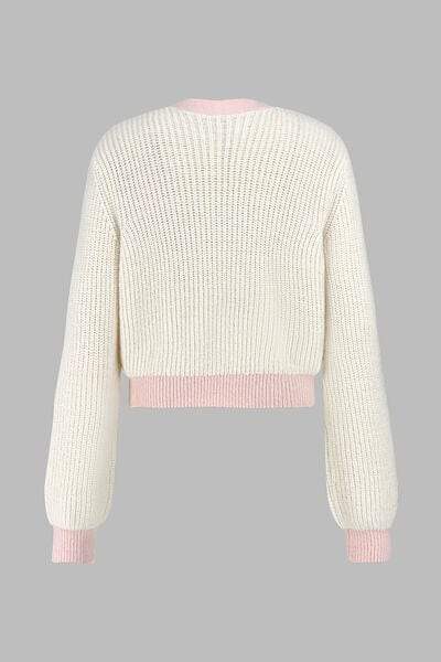 Contrast Trim Button Up Dropped Shoulder Cardigan - Trendsi - Flyclothing LLC