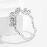 925 Sterling Silver Inlaid Zircon Open Ring - Trendsi - Flyclothing LLC