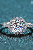 1 Carat Moissanite Rhodium-Plated Halo Ring - Trendsi