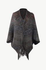 Multicolored Fringe Trim Poncho - Trendsi - Flyclothing LLC