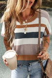Round Neck Short Sleeve Sweater - Trendsi - Flyclothing LLC