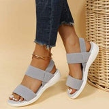 Rubber Open Toe Low Heel Sandals - Trendsi - Flyclothing LLC