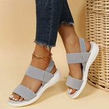 Rubber Open Toe Low Heel Sandals - Trendsi - Flyclothing LLC