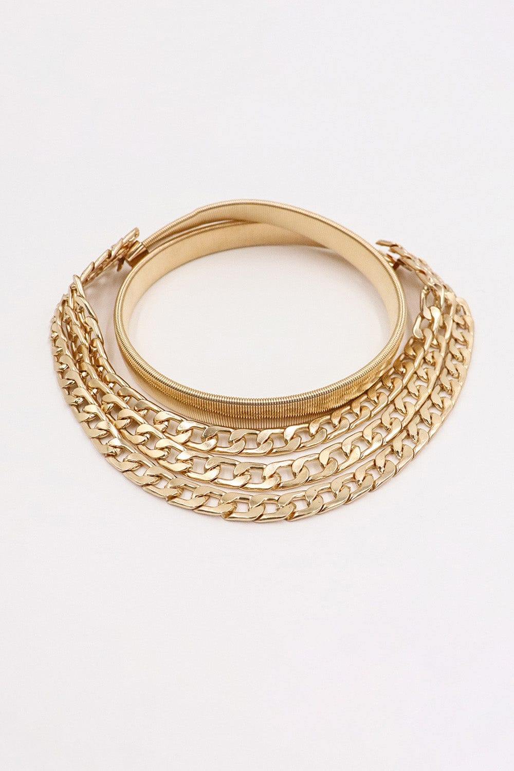 Metal Triple-Layered Chain Belt - Trendsi