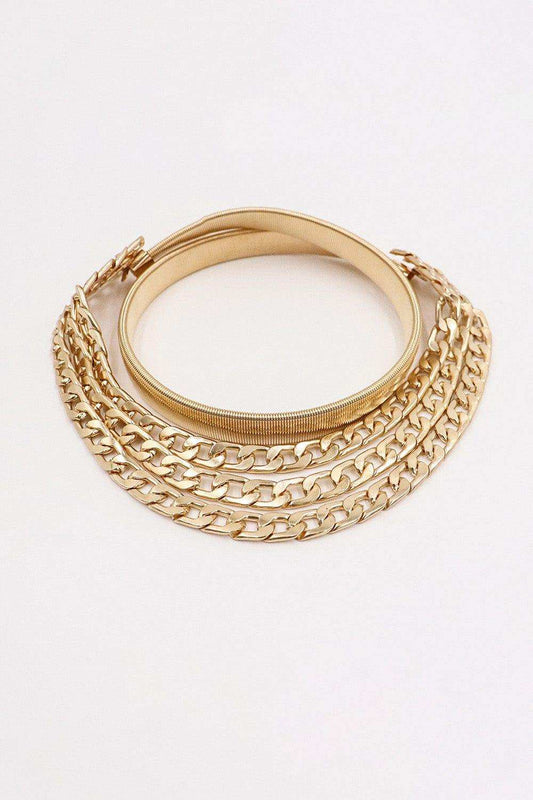 Metal Triple-Layered Chain Belt - Trendsi - Flyclothing LLC