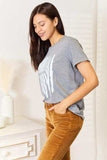 Simply Love US Flag Graphic Cuffed Sleeve T-Shirt - Trendsi - Flyclothing LLC