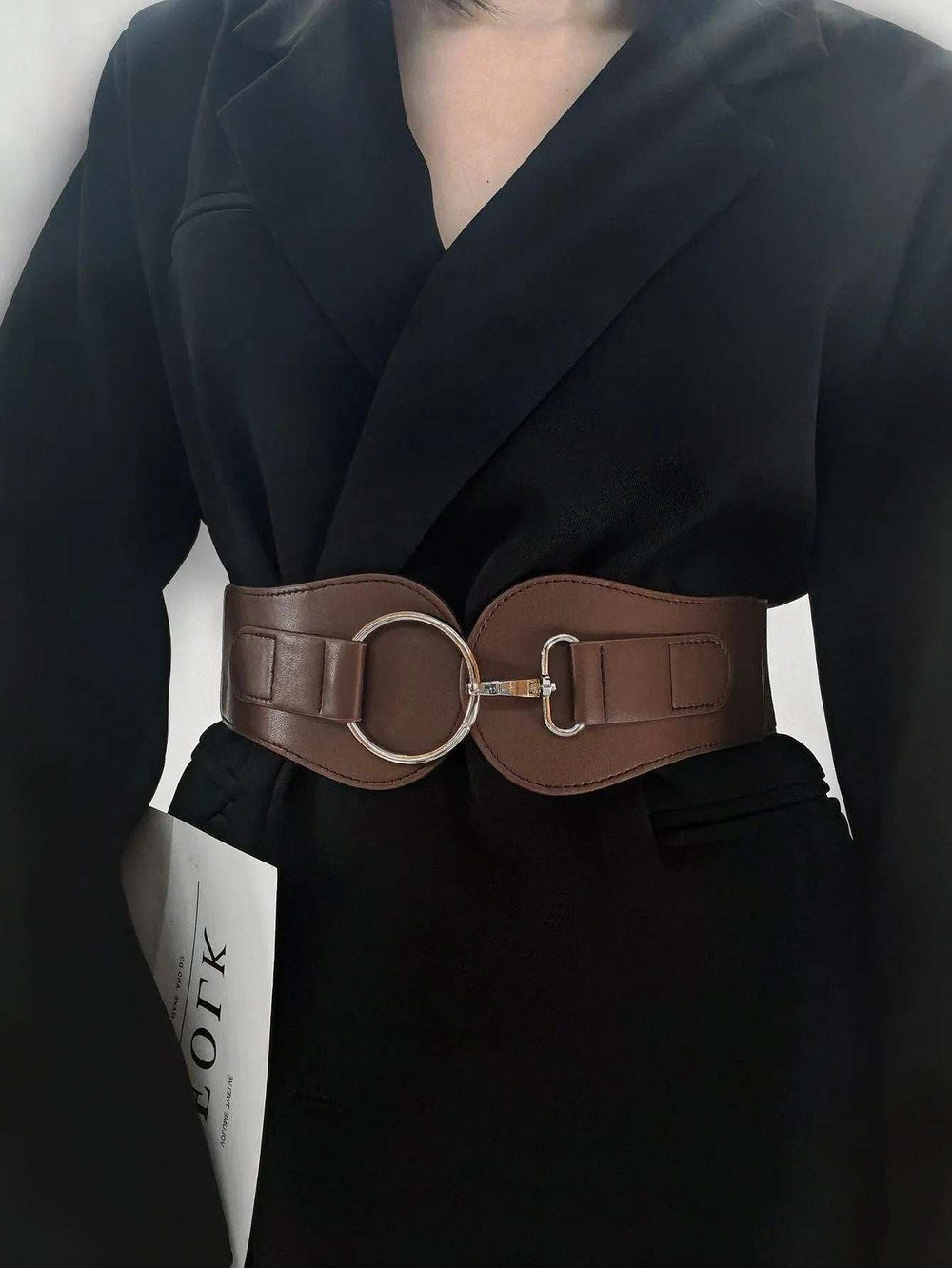 PU Elastic Wide Belt - Trendsi - Flyclothing LLC