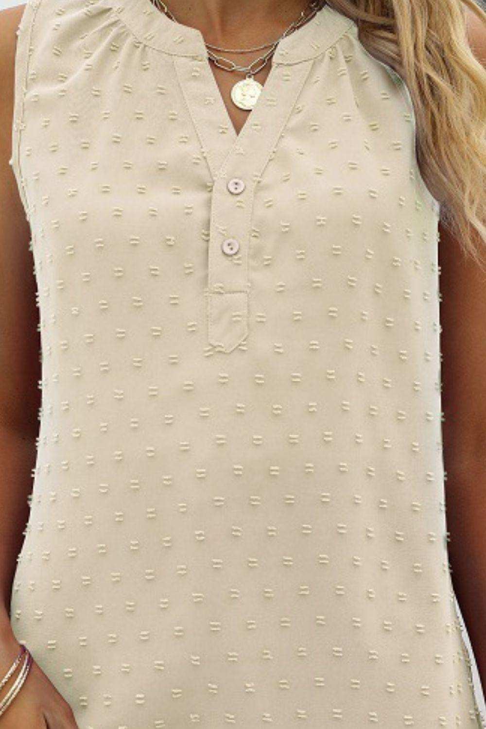 Swiss Dot Notched Neck Tank - Trendsi - Flyclothing LLC