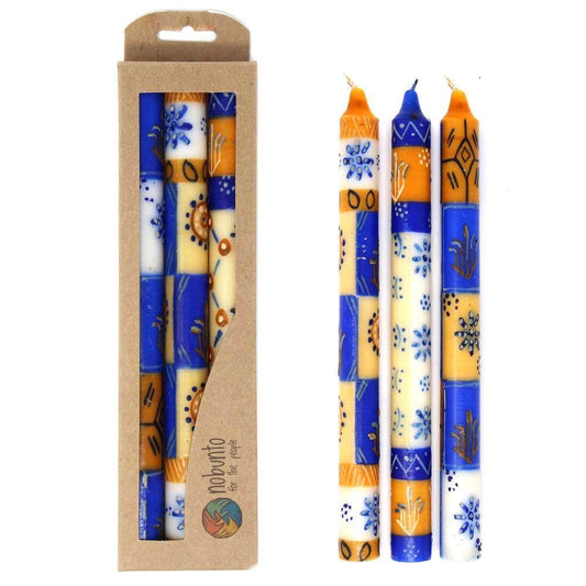 Tall Hand Painted Candles - Three in Box - Durra Design - Nobunto - Flyclothing LLC