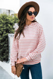 Horizontal Stripe Raglan Sleeve Hoodie - Trendsi
