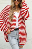 Striped Button Up Long Sleeve Cardigan - Trendsi - Flyclothing LLC