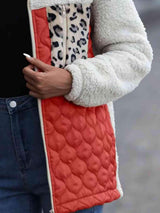 Leopard Color Block Zip-Up Jacket - Trendsi - Flyclothing LLC