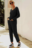 Buttoned Drop Shoulder Pocket Jumpsuit - Trendsi - Flyclothing LLC