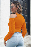 Cable-Knit Cold-Shoulder Sweater - Trendsi - Flyclothing LLC