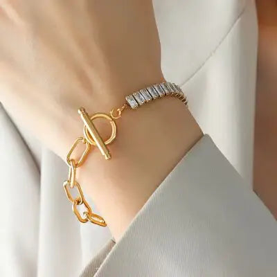 Zircon Titanium Steel Closure Bracelet - Trendsi - Flyclothing LLC