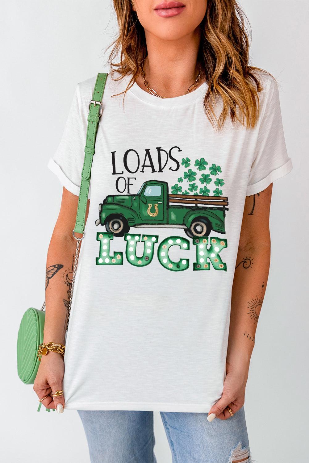 LOADS OF LUCK Graphic Round Neck Tee - Flyclothing LLC