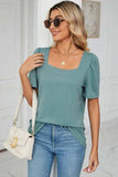 Square Neck Short Sleeve T-Shirt - Trendsi - Flyclothing LLC