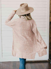 High-Low Open Front Cardigan with Pockets - Trendsi