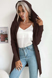 Ribbed Open Front Hooded Cardigan with Pockets - Trendsi - Flyclothing LLC