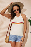 Rainbow Stripe Halter Neck Knit Tank - Trendsi