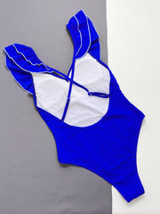 Ruffled Crisscross Backless One-Piece Swimsuit - Trendsi