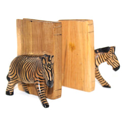 Carved Wood Zebra Book Ends, Set of 2 - Flyclothing LLC