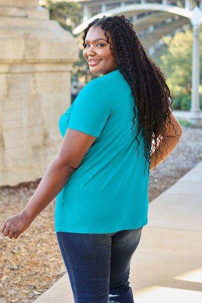 Basic Bae Full Size V-Neck Short Sleeve T-Shirt - Trendsi - Flyclothing LLC