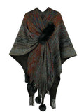 Heathered Fringe Hem Poncho - Trendsi - Flyclothing LLC
