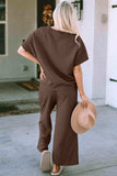 Short Sleeve Top and Pants Set - Trendsi - Flyclothing LLC