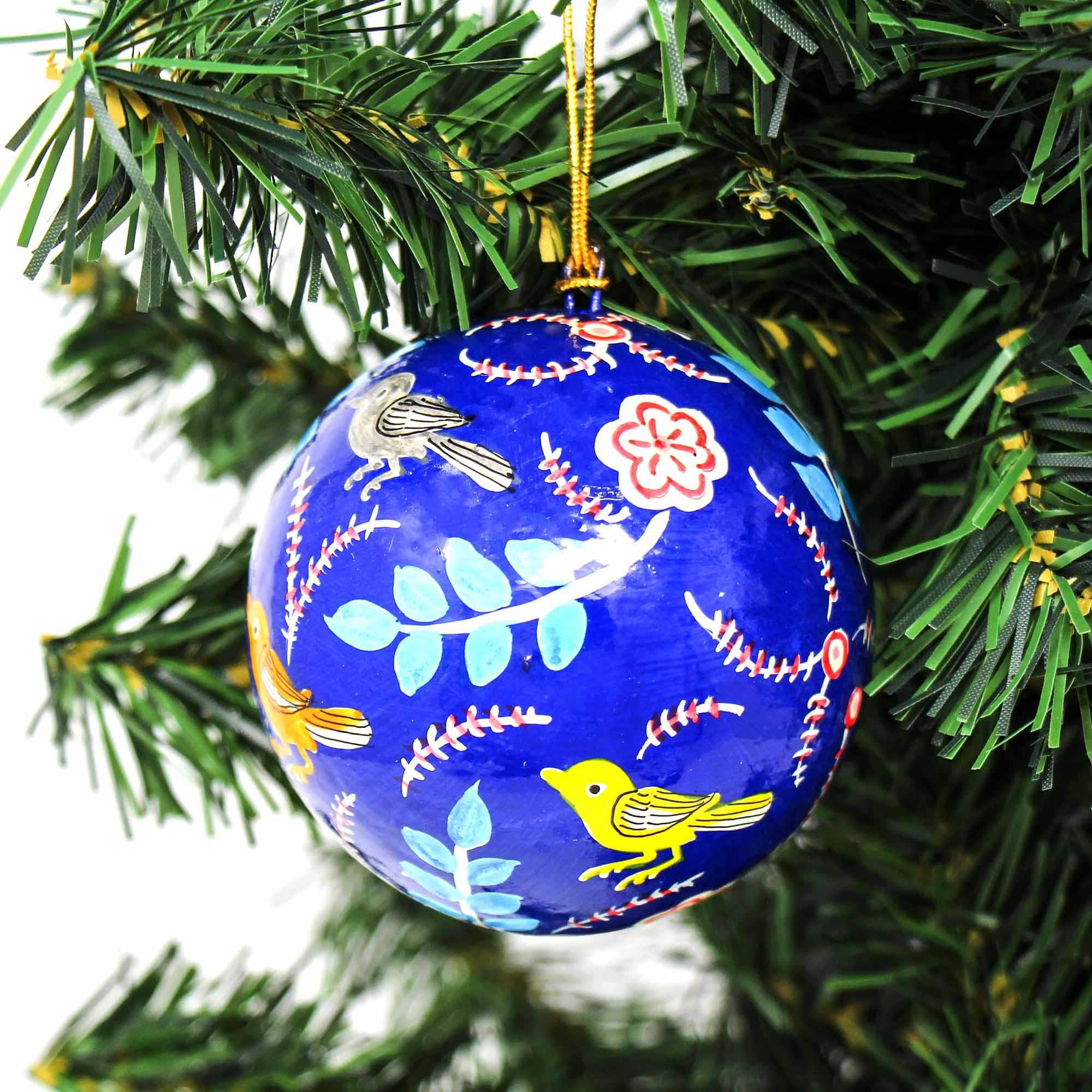 Handpainted Birds with Flowers Ornament, Set of 2 - Asha Handicrafts - Flyclothing LLC