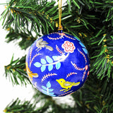 Handpainted Birds with Flowers Ornament, Set of 2 - Asha Handicrafts