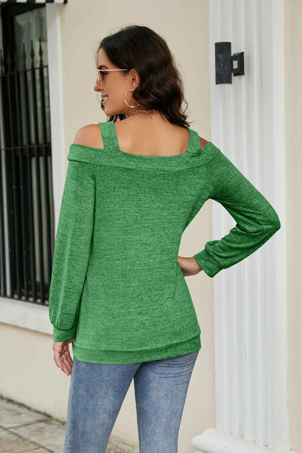 Cutout Cold-Shoulder Top - Trendsi - Flyclothing LLC