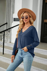 V-Neck Long Sleeve T-Shirt - Trendsi - Flyclothing LLC