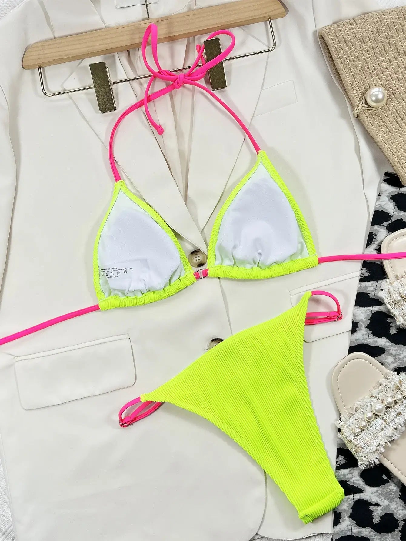 Ribbed Tie Back Bikini Set - Trendsi - Flyclothing LLC
