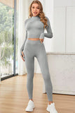Mock Neck Long Sleeve Top and Leggings Active Set - Flyclothing LLC