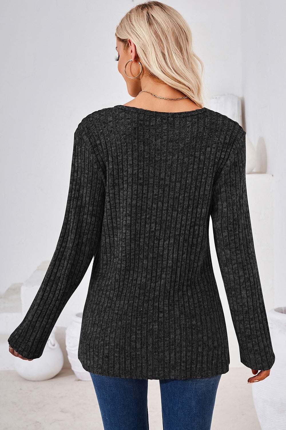 Round Neck Long Sleeve T-Shirt - Trendsi - Flyclothing LLC