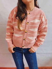 Color Block Button Front Cardigan - Trendsi