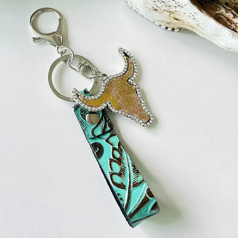 Rhinestone Bull Keychain - Trendsi - Flyclothing LLC
